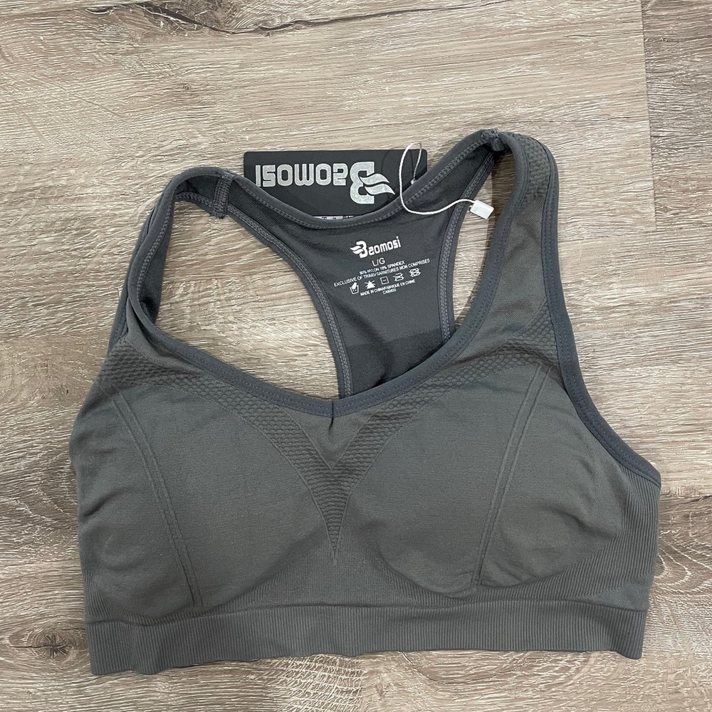 Gray sports bra
